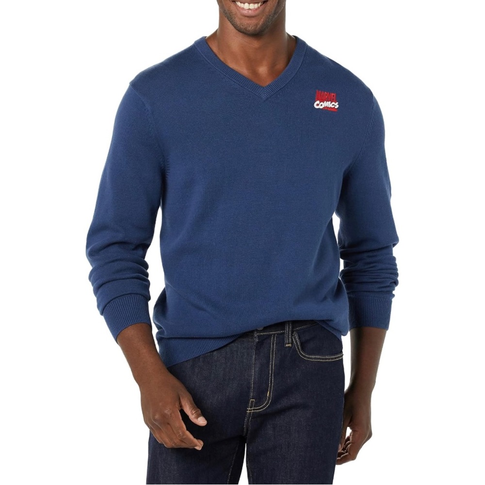 Amazon Essentials Marvel Comics Men's V-Neck Sweaters